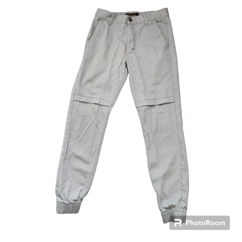 Halifax Mens 32 Micro-Pin-Dot Jogger Pants Gray Smart Casual Cuffed Chino Preppy